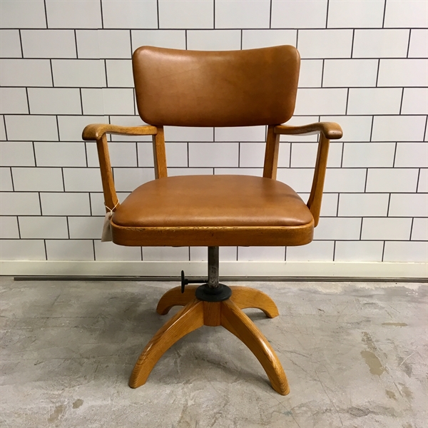One Office Chair In Oak And Leather From The 1940s
